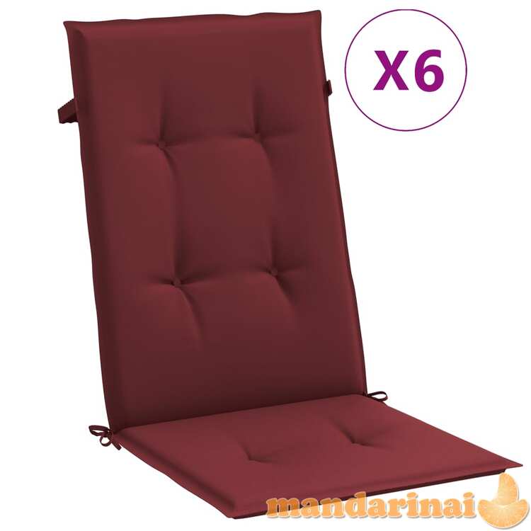 Kėdės pagalvėlės, 6vnt., vyno raudonos, 120x50x4cm, audinys