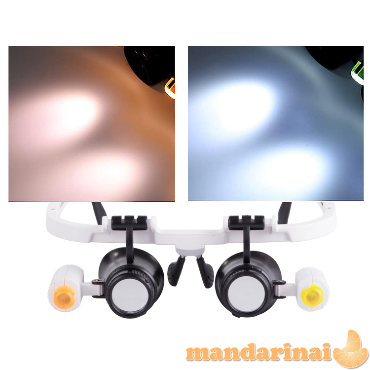 Iki 26X kartų didinantys akiniai su LED apšvietimu