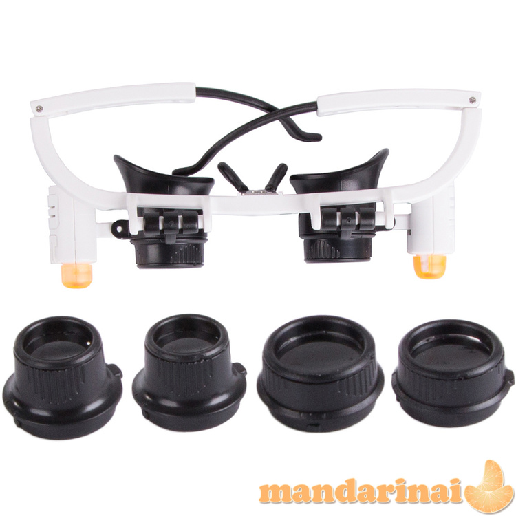 Iki 26X kartų didinantys akiniai su LED apšvietimu