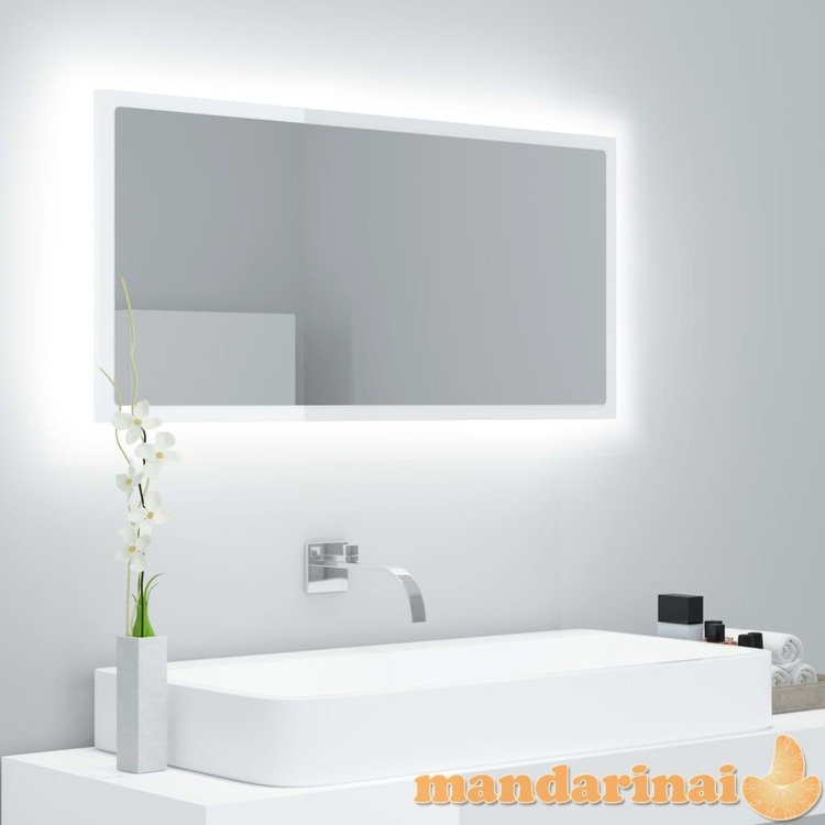 Vonios kambario veidrodis, baltas, 90x8,5x37cm, mdp, blizgus