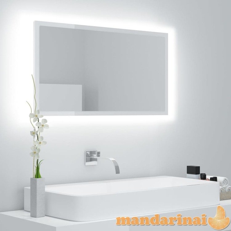 Vonios veidrodis led, baltas, 80x8,5x37cm, mdp, blizgus