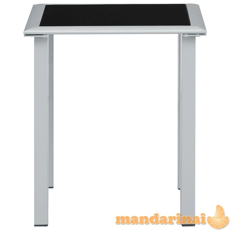 Sodo stalas, juodas/sidabrinis, 41x41x45cm, plienas ir stiklas
