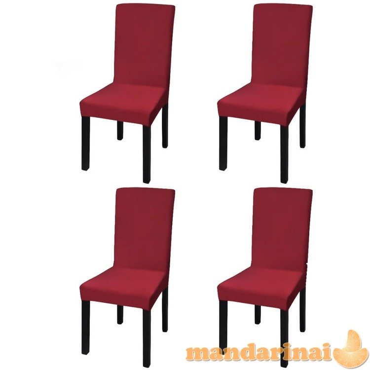 Tamprūs ir tiesūs užvalkalai kėdėms, 4 vnt., vyšninės spalvos