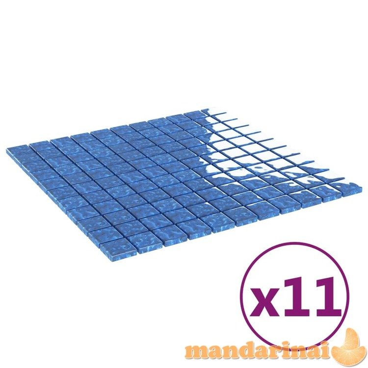 Mozaikinės plytelės, 11vnt., mėlynos, 30x30cm, stiklas