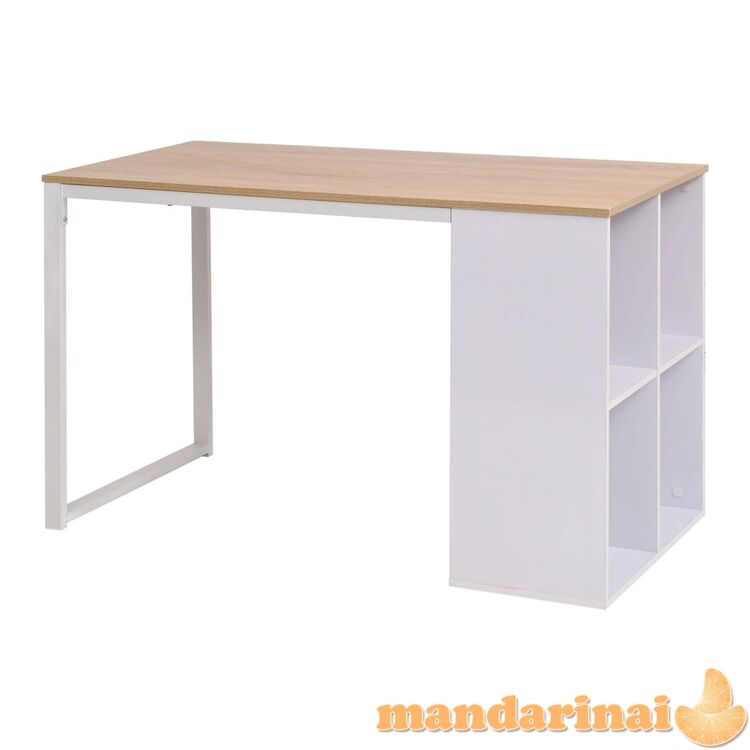 Rašomasis stalas, 120x60x75cm, balta ir ąžuolo spalva