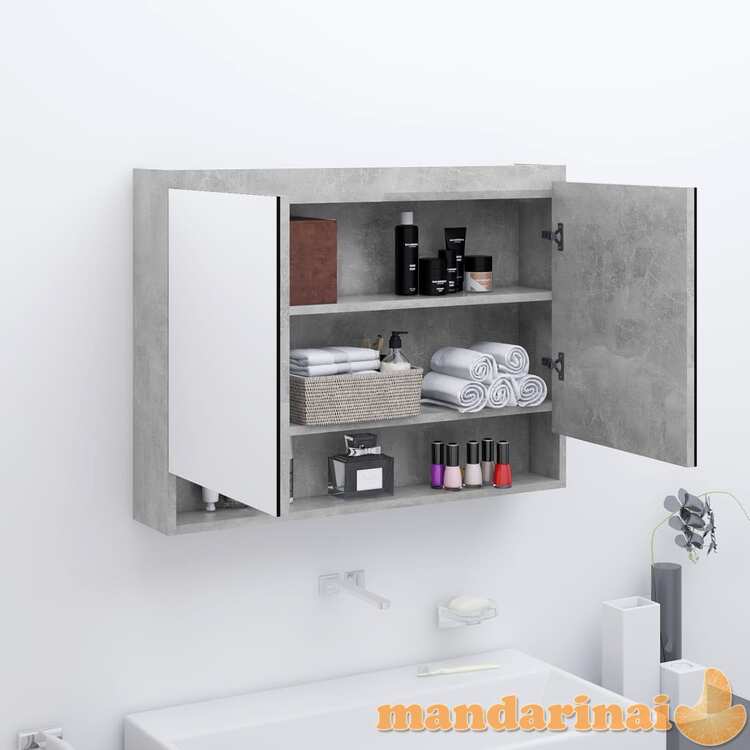 Veidrodinė vonios spintelė, betono pilka, 80x15x60cm, mdf
