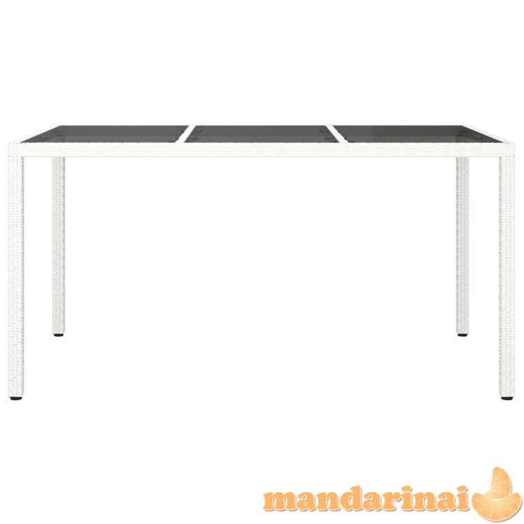 Sodo stalas, baltas, 150x90x75cm, grūdintas stiklas/poliratanas