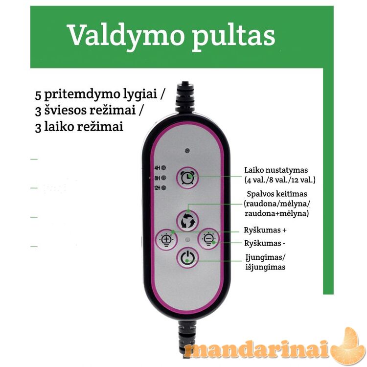 80W pilno spektro šviestuvas su stovu