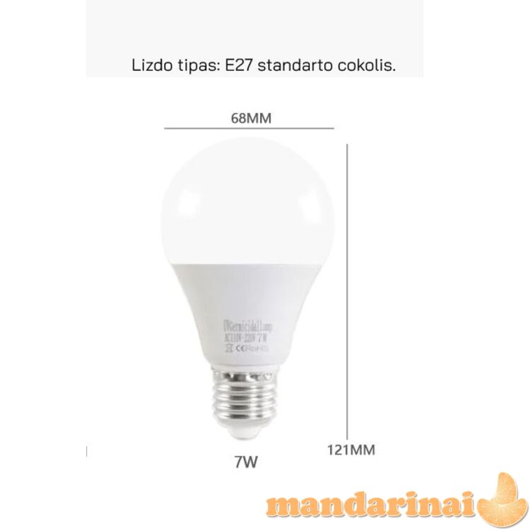 Dezinfekcinė ultravioletinių spindulių lempa 7W, E27