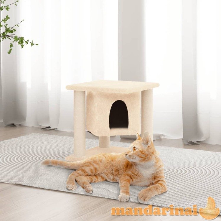 Draskyklė katėms su stovais iš sizalio, kreminės spalvos, 37cm