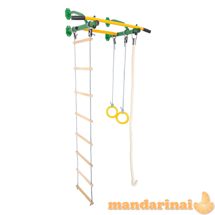 Prie sienos montuojamas skersinis su priedais SANRO ECO LIGHT Žaliai-geltonas