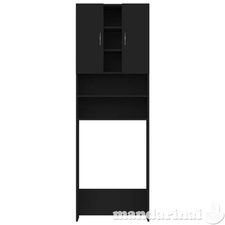 Skalbimo mašinos spintelė, juodos spalvos, 64x25,5x190cm