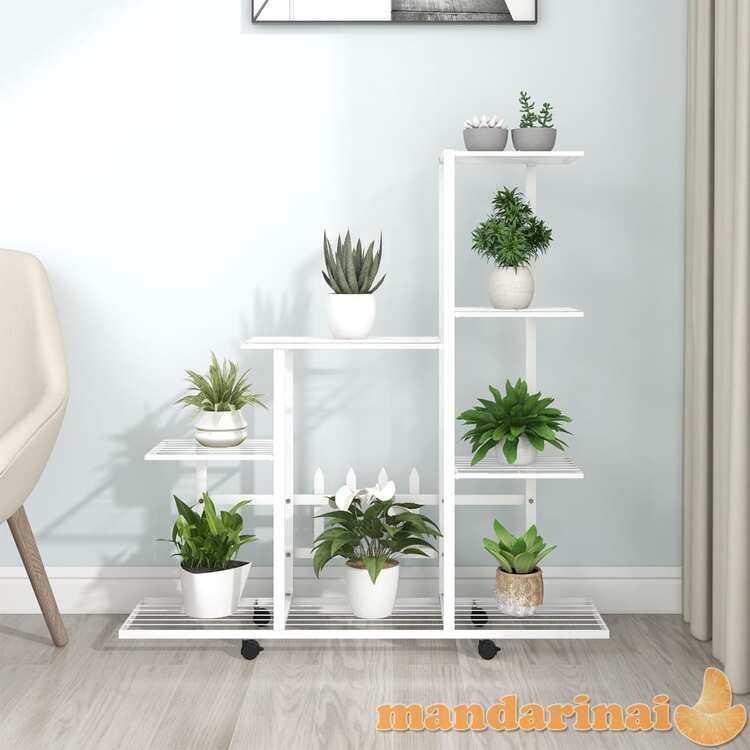 Stovas augalams su ratukais, baltas, 94,5x25x92,5cm, metalas
