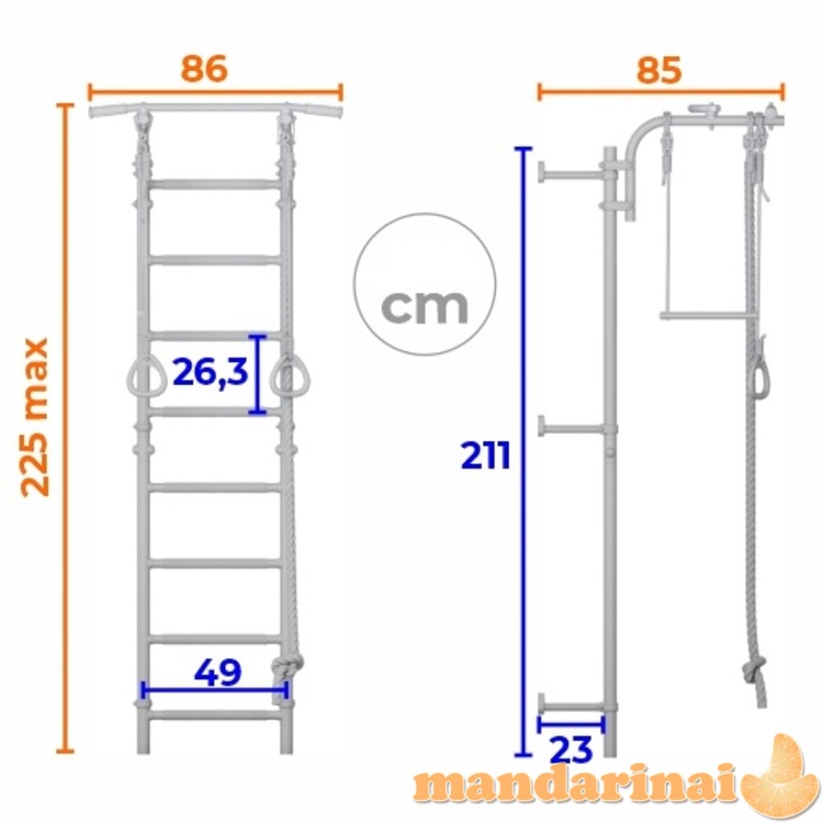 Sporto kompleksas (gimnastikos sienelė) SANRO PASTEL DREAM balta, 225x49cm
