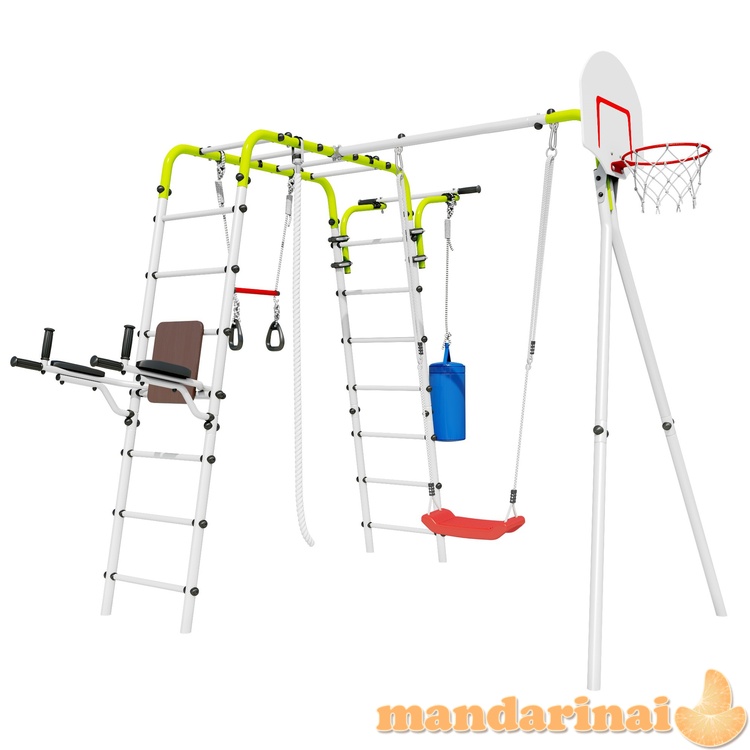 Įbetonuojamas sporto kompleksas-aik&scaron;telė vaikams SANRO FITNESS-1 baltai-salotinis, iki 100kg