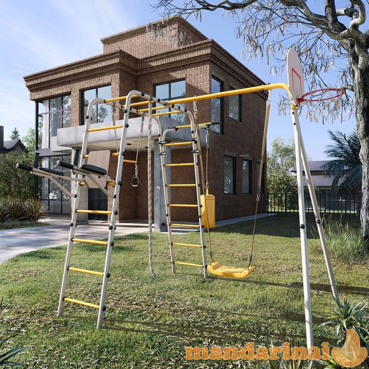 Įbetonuojamas sporto kompleksas-aik&scaron;telė vaikams SANRO FITNESS-1 baltai-salotinis, iki 100kg