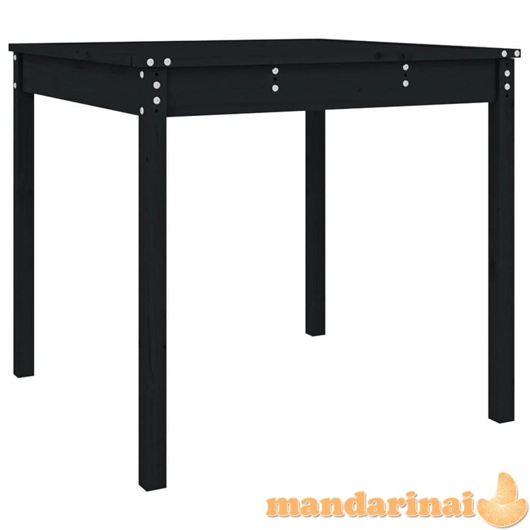 Sodo stalas, juodas, 82,5x82,5x76cm, pušies medienos masyvas