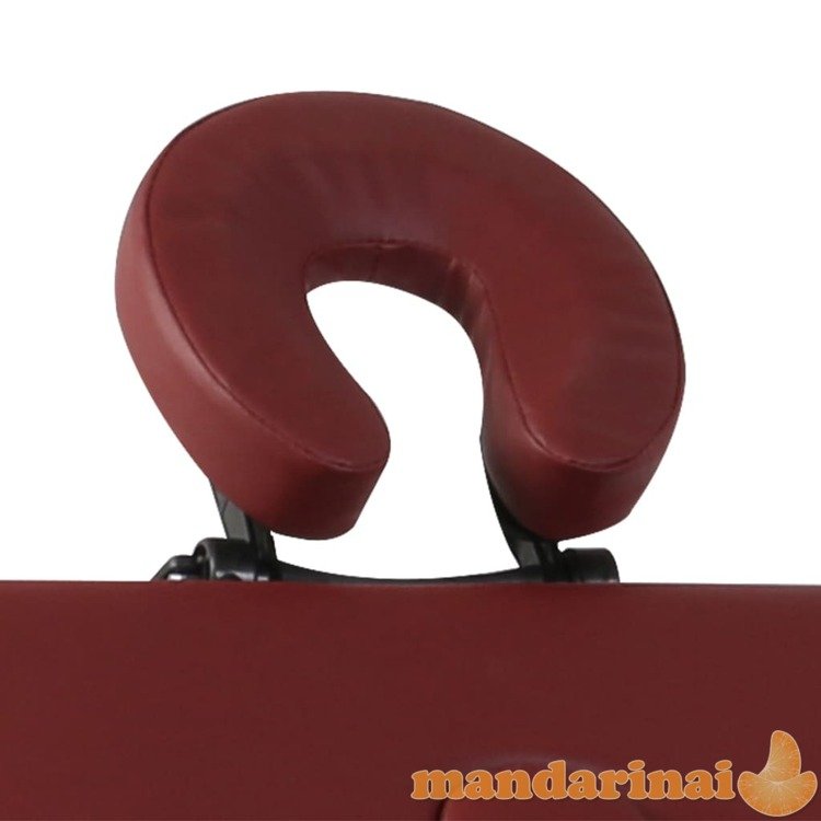 Sulankstomas masažo stalas, medinis rėmas, 3 zonų, raudonas