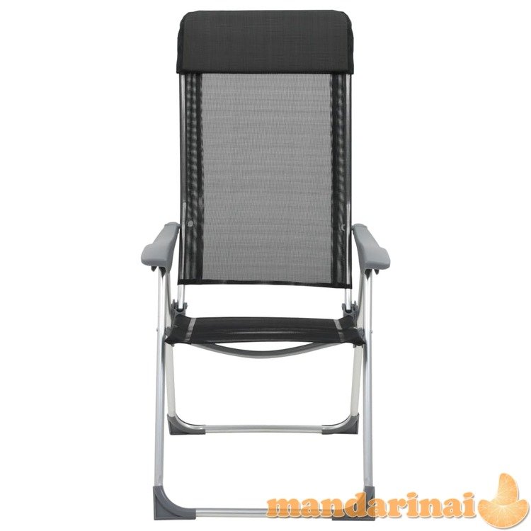 Sulankstomos kempingo kėdės, 2 vnt., juodos, aliuminis