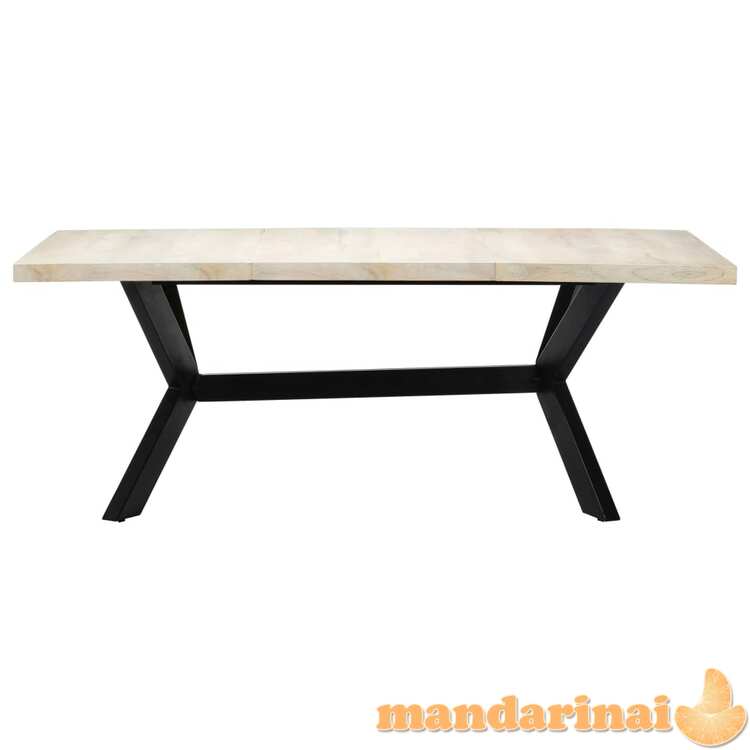 Valgomojo stalas, baltas, 200x100x75 cm, mango med. masyvas