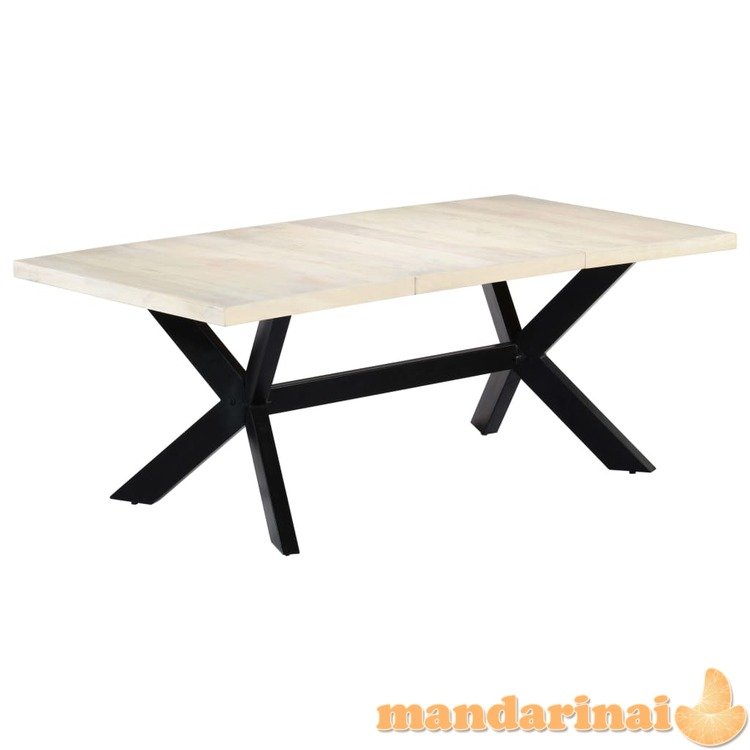 Valgomojo stalas, baltas, 200x100x75 cm, mango med. masyvas