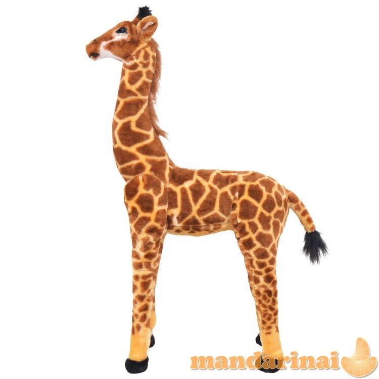 Stovintis pliušinis žaislas žirafa, rudas ir geltonas, xxl