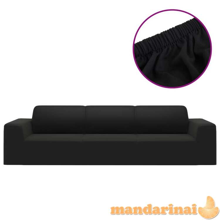 Keturvietės sofos užvalkalas, juodas, džersio poliesteris