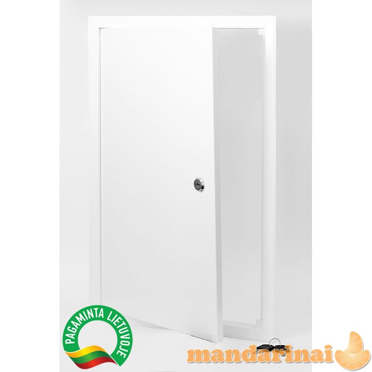 Revizinės durelės su spynele 250x250 baltos