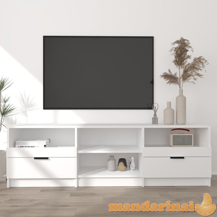 Televizoriaus spintelė, balta, 150x33,5x45cm, apdirbta mediena
