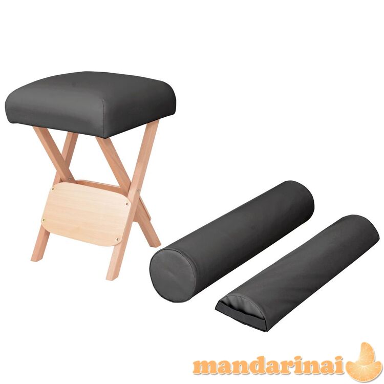 Taburetė masažui, juoda, 12cm storio sėdynė ir 2 atramos