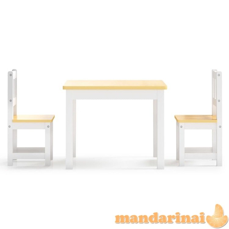 Vaikiškas stalo ir kėdžių komplektas, 3 dalių, baltas, mdf