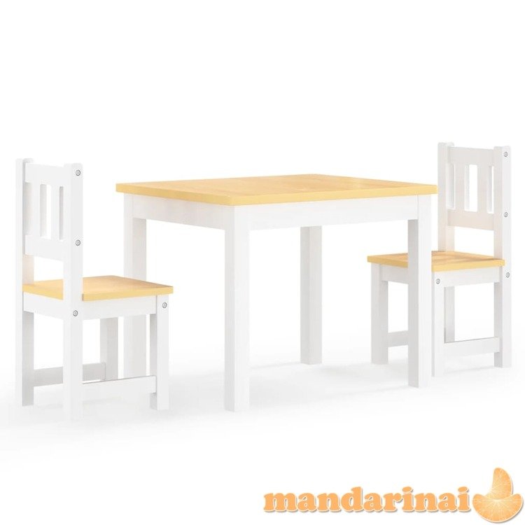 Vaikiškas stalo ir kėdžių komplektas, 3 dalių, baltas, mdf