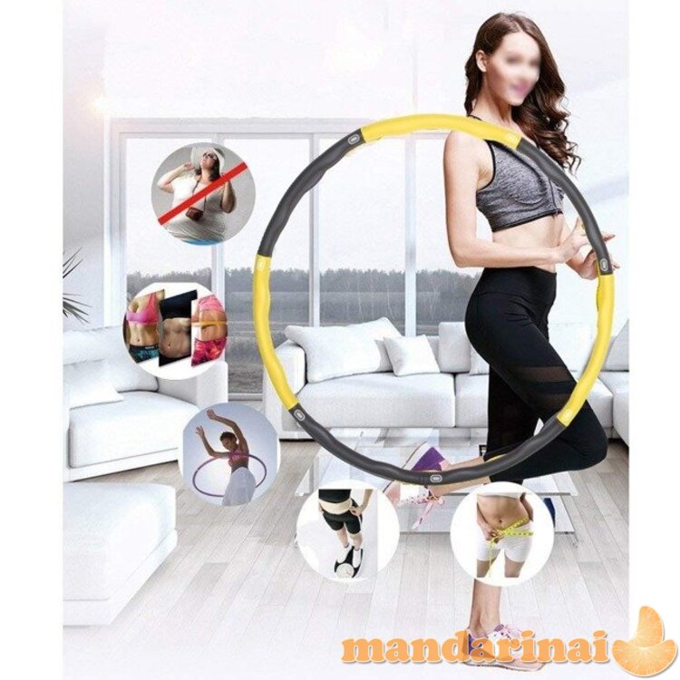 Masažinis lankas SPRINGOS Hula Hop 83cm 0,9kg Geltonas-pilkas