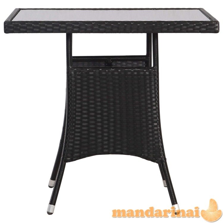Sodo stalas, juodas, 80x80x74cm, poliratanas