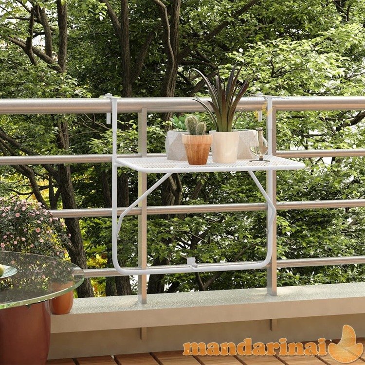 Balkono staliukas, baltos spalvos, 60x40cm, plienas