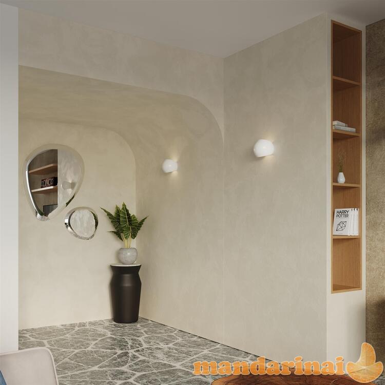 Lakuotas Sieninis šviestuvas gaublio baltas blizgesys