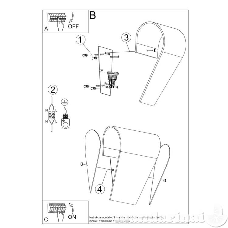 Sieninis šviestuvas Clino 1 4