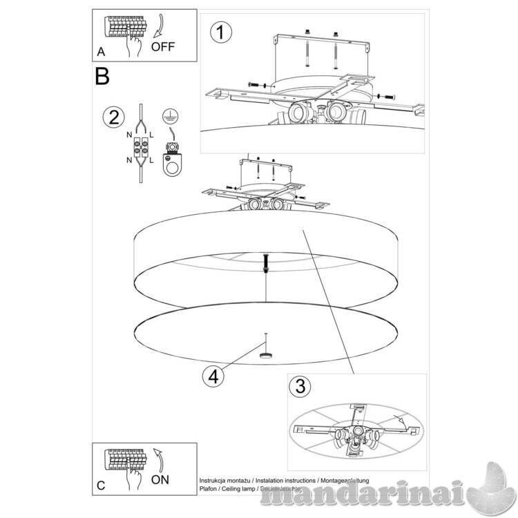 Lubinis šviestuvas SKALA 90 juoda