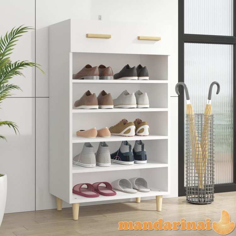 Spintelė batams, baltos spalvos, 60x35x105cm, apdirbta mediena
