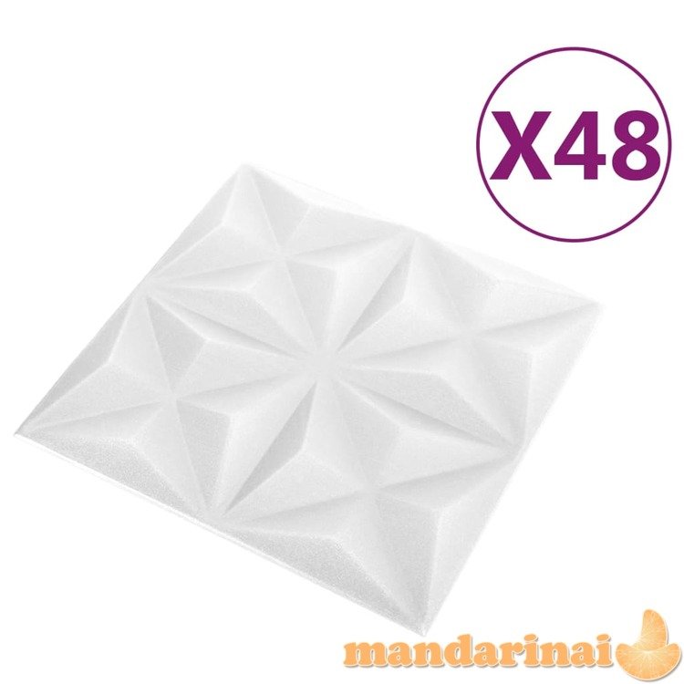 3d sienų plokštės, 48vnt., origami baltos, 50x50cm, 12m²