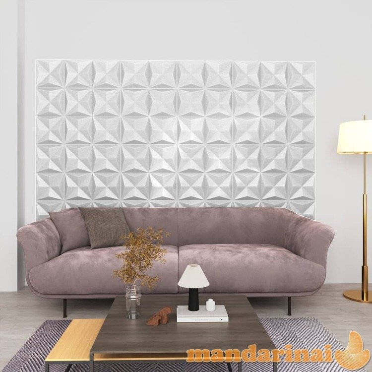3d sienų plokštės, 48vnt., origami baltos, 50x50cm, 12m²