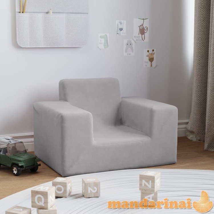 Vaikiška sofa, šviesiai pilkos spalvos, minkštas pliušas