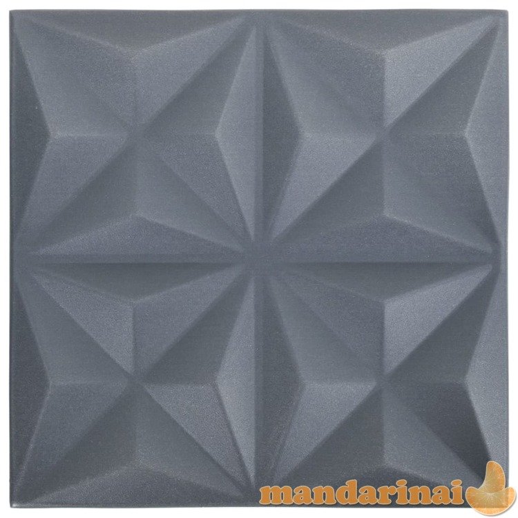 3d sienų plokštės, 24vnt., origami pilkos, 50x50cm, 6m²