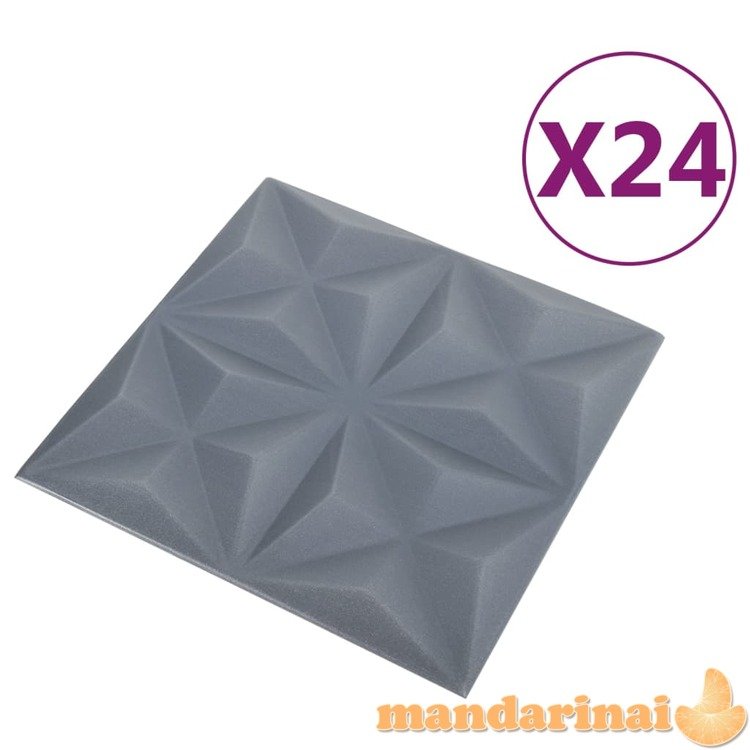 3d sienų plokštės, 24vnt., origami pilkos, 50x50cm, 6m²