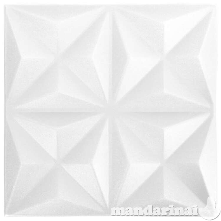 3d sienų plokštės, 24vnt., origami baltos, 50x50cm, 6m²
