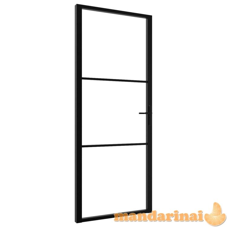 Vidaus durys, juodos, 83x201,5cm, esg stiklas ir aliuminis