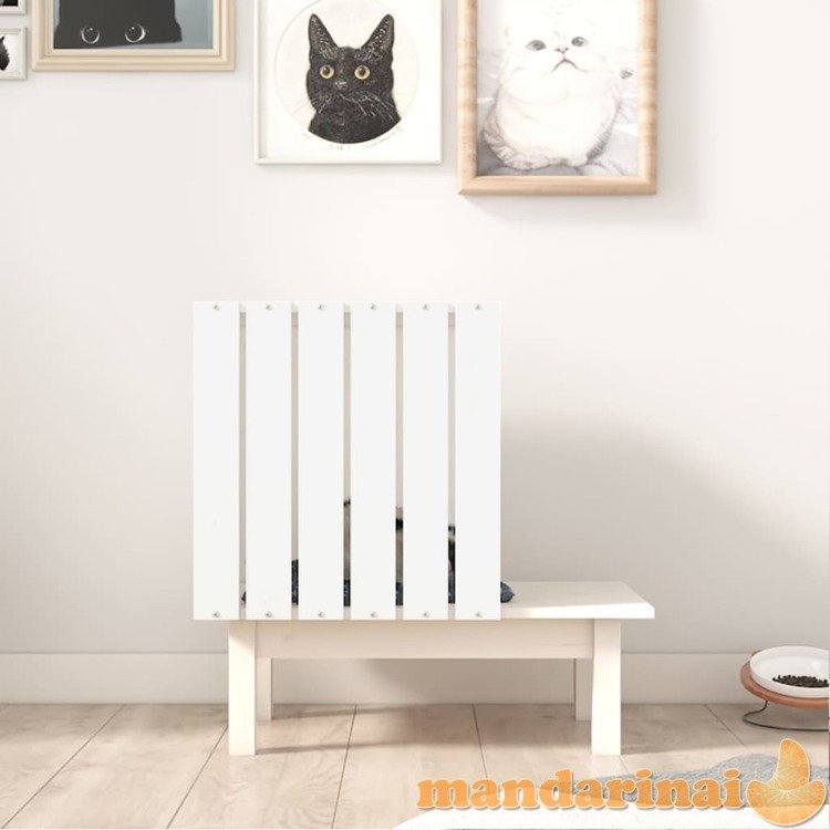 Namelis katėms, baltas, 60x36x60cm, pušies medienos masyvas