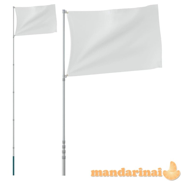 Teleskopinis vėliavos stiebas, sidabrinis, 5,55m, aliuminis