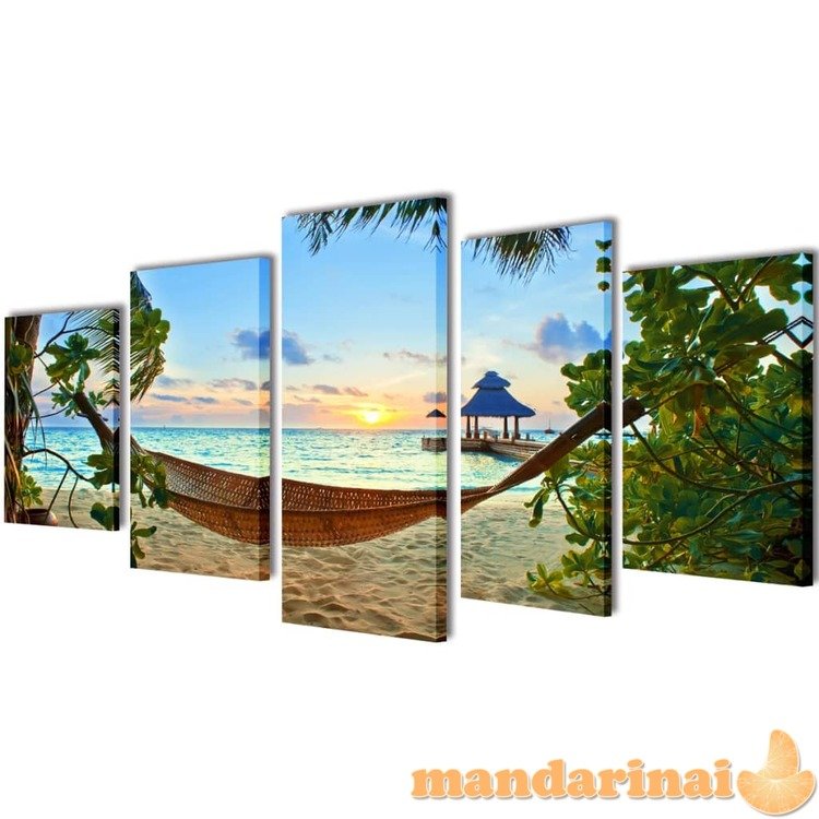 Fotopaveikslas  paplūdimys ir hamakas  ant drobės 200 x 100 cm
