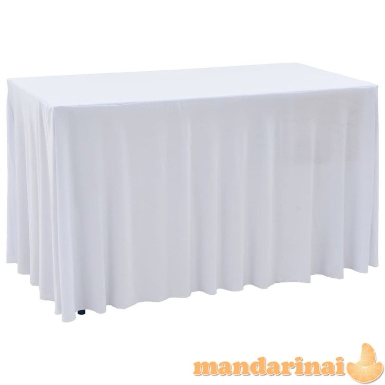 Įtempiamos staltiesės su sijonais, 2 vnt., baltos, 183x76x74 cm